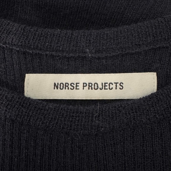 Norse Projects Gyda Merino Wool Knit Dress Size Small Navy Minimalist Workwear - Picture 9 of 11